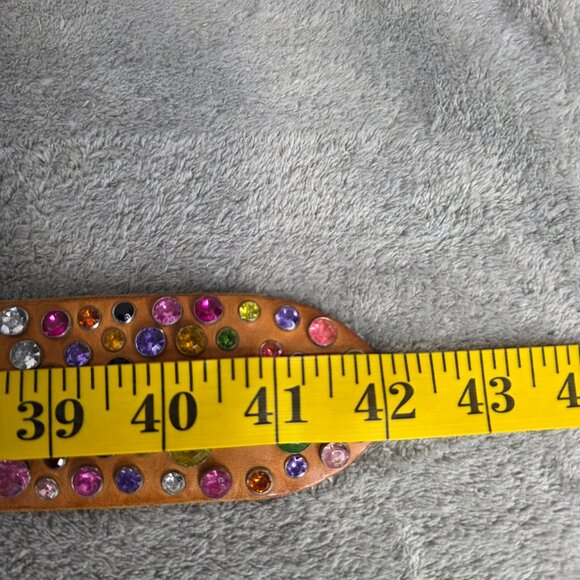 Multicolor Studded Tan Belt
